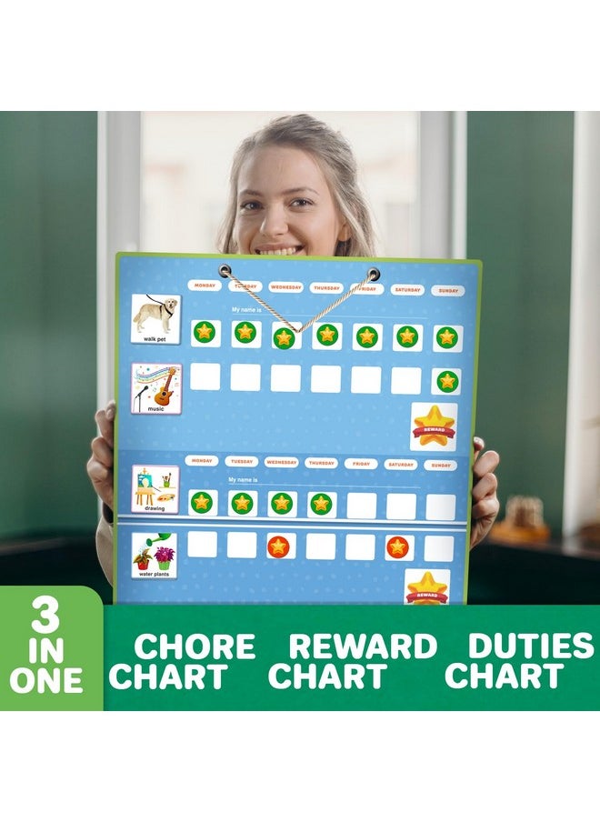 145 Reward Chore Chart For Multiple Kids - Behavior Routine Toy For Autistic Children Age 5-7 Adhd Tools -Visual Schedule For Toddler 3-5 At Home - Responsibility Board Autism Learning Material