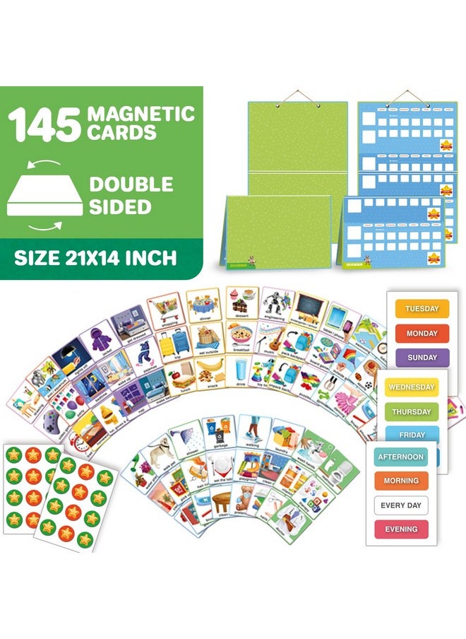 145 Reward Chore Chart For Multiple Kids - Behavior Routine Toy For Autistic Children Age 5-7 Adhd Tools -Visual Schedule For Toddler 3-5 At Home - Responsibility Board Autism Learning Material
