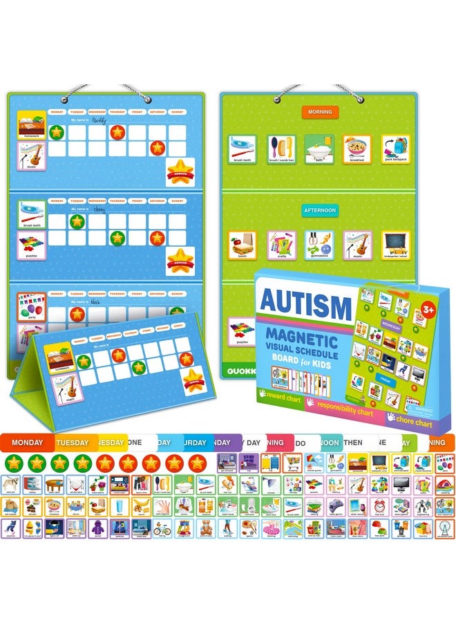 145 Reward Chore Chart For Multiple Kids - Behavior Routine Toy For Autistic Children Age 5-7 Adhd Tools -Visual Schedule For Toddler 3-5 At Home - Responsibility Board Autism Learning Material