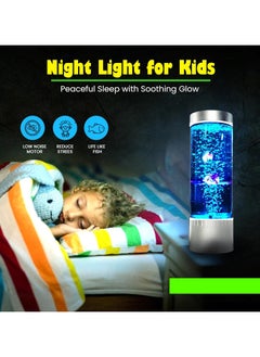 LIXES LED Mini Desktop Bubble Fish Lamp - Relaxing Fish Tank with Bubbles & Color-Changing LED Aquarium Light - Mood Soothing & Calming Sensory Tubes with Floating Jelly Fish, Sea Horse & Fish  - Image 2