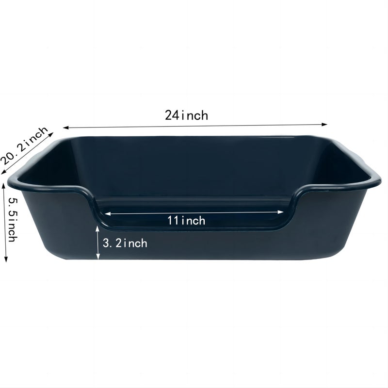 Blaucasa 1 Pack Extra Large Dog Litter Box Pan Tray (ABS Material), Low Entry Jumbo Senior Litter Boxes for Multiple Kitten Big Cats, Pet Safe Indoor Dog Potty (Dark Blue, 24" L x 20" W) - Image 4