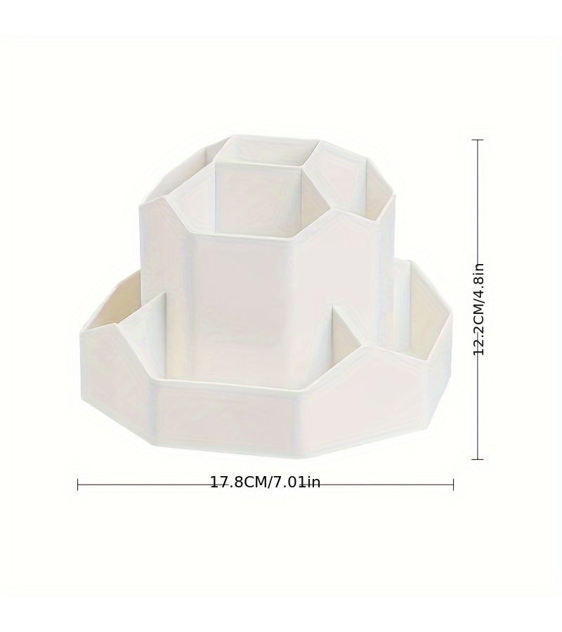 Elegant Pink Nine Grid Rotating Pen Holder Desktop Storage Organizer For Office - Image 3