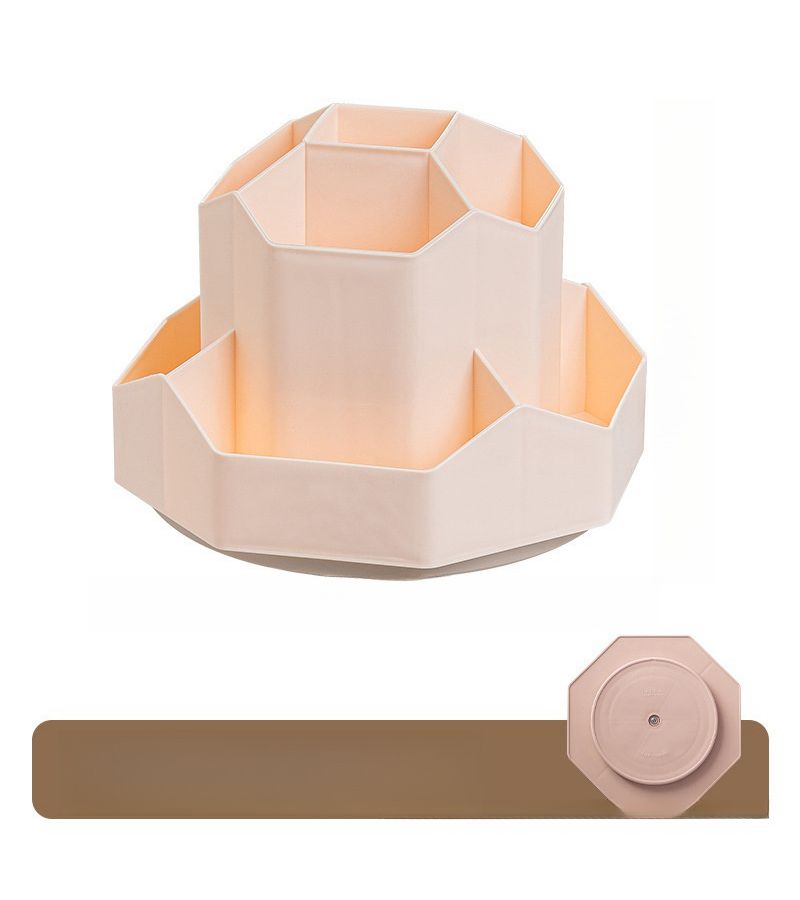 Elegant Pink Nine Grid Rotating Pen Holder Desktop Storage Organizer For Office - Image 5