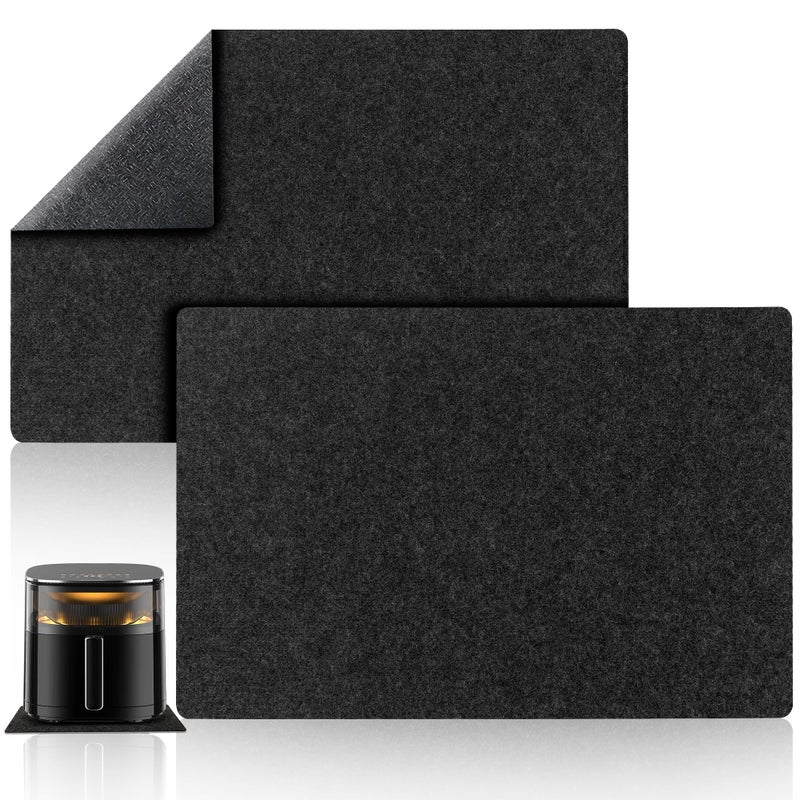 KIDOT 2 Pcs Heat Resistant Mat for Air Fryer, 12" x 17" Thickened Kitchen Countertop Protector Mat Cut to Fit, Non Slip Heat Proof Pad with Sliding Function for Blender, Coffee Maker, Toaster, Microwave - Image 1