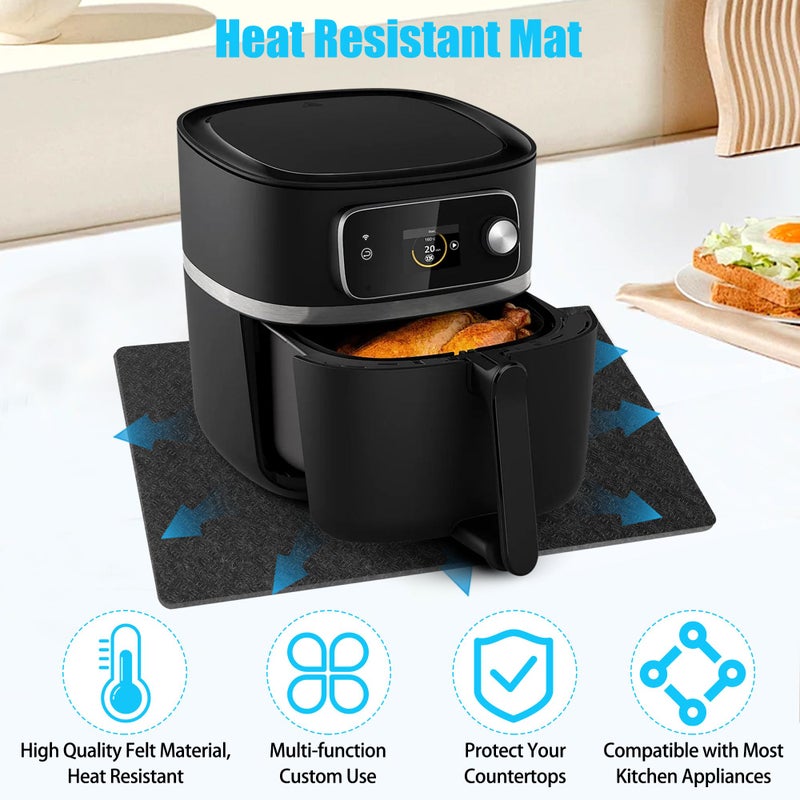 KIDOT 2 Pcs Heat Resistant Mat for Air Fryer, 12" x 17" Thickened Kitchen Countertop Protector Mat Cut to Fit, Non Slip Heat Proof Pad with Sliding Function for Blender, Coffee Maker, Toaster, Microwave - Image 4