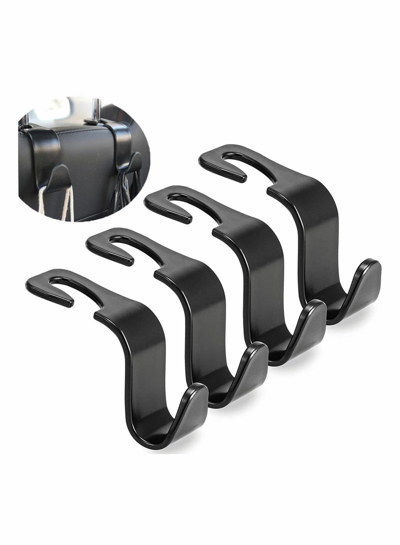 Excefore Car Seat Headrest Hooks,Universal Car Back Seat Organizer Hanger Storage Hook Black for Handbag, Purse, Grocery Bags 4-Pack - Image 1