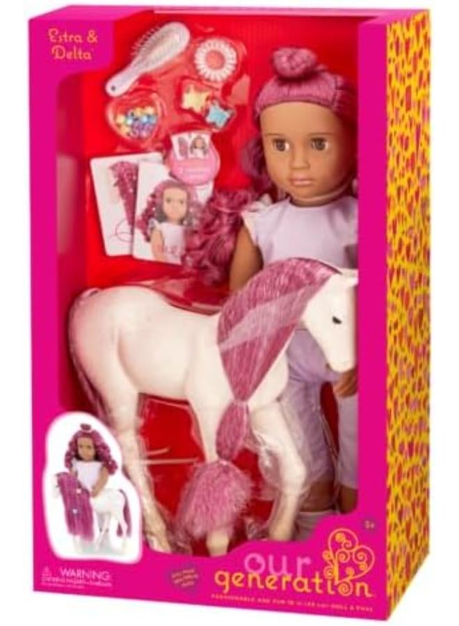 Our Generation Estra & Delta 118-inch Doll & Foal Hair Play Set For Girls 3 years and above - Image 4