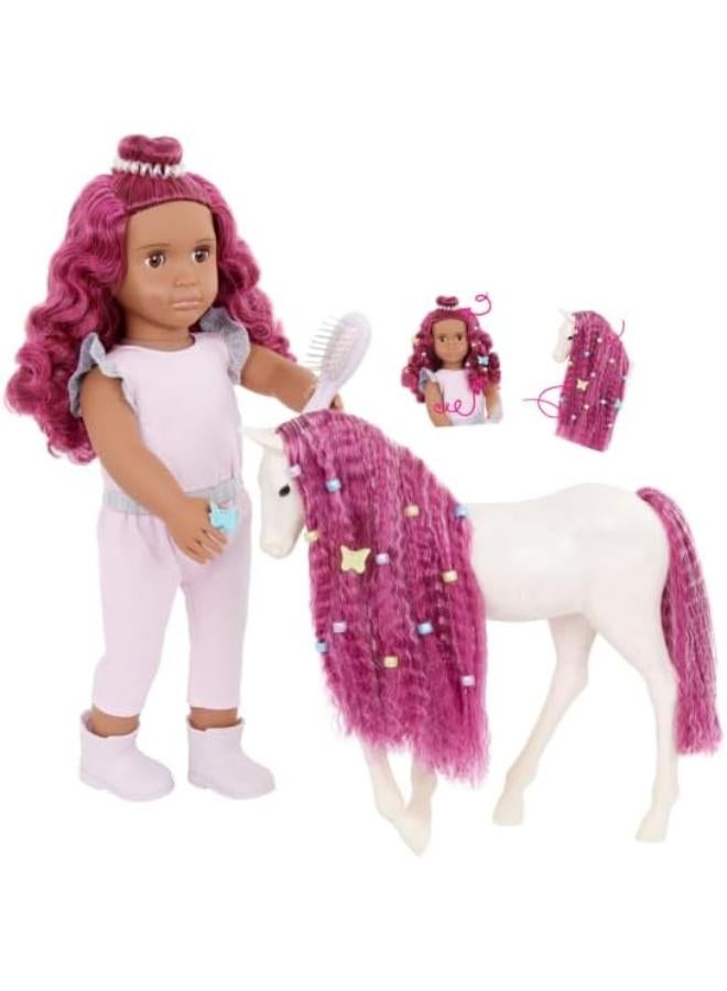 Our Generation Estra & Delta 118-inch Doll & Foal Hair Play Set For Girls 3 years and above - Image 1