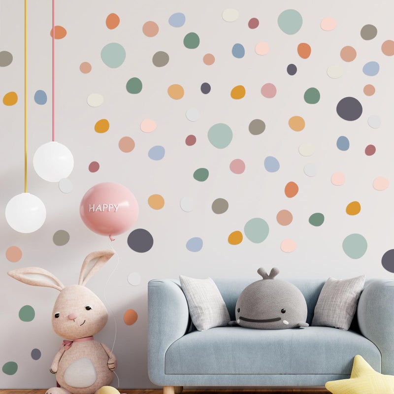 TaoBary 15 Sheet 300 Pcs Irregular Polka Dots Boho Wall Decal Terrazzo Playroom Bedroom Removable Modern Vinyl Boho Wall Stickers(Bright Color) - Image 1