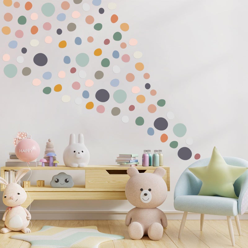 TaoBary 15 Sheet 300 Pcs Irregular Polka Dots Boho Wall Decal Terrazzo Playroom Bedroom Removable Modern Vinyl Boho Wall Stickers(Bright Color) - Image 4
