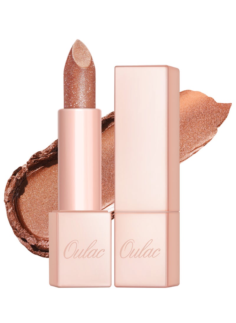 اولاك احمر شفاه عارية البني مرطب للنساء، مرطب شفاه ملون غني بحمض هيالورونات الصوديوم، مكياج شفاه خفيف الوزن، نباتي وخالي من الجلوتين - بريشوس مومنت - PG06 - Image 1