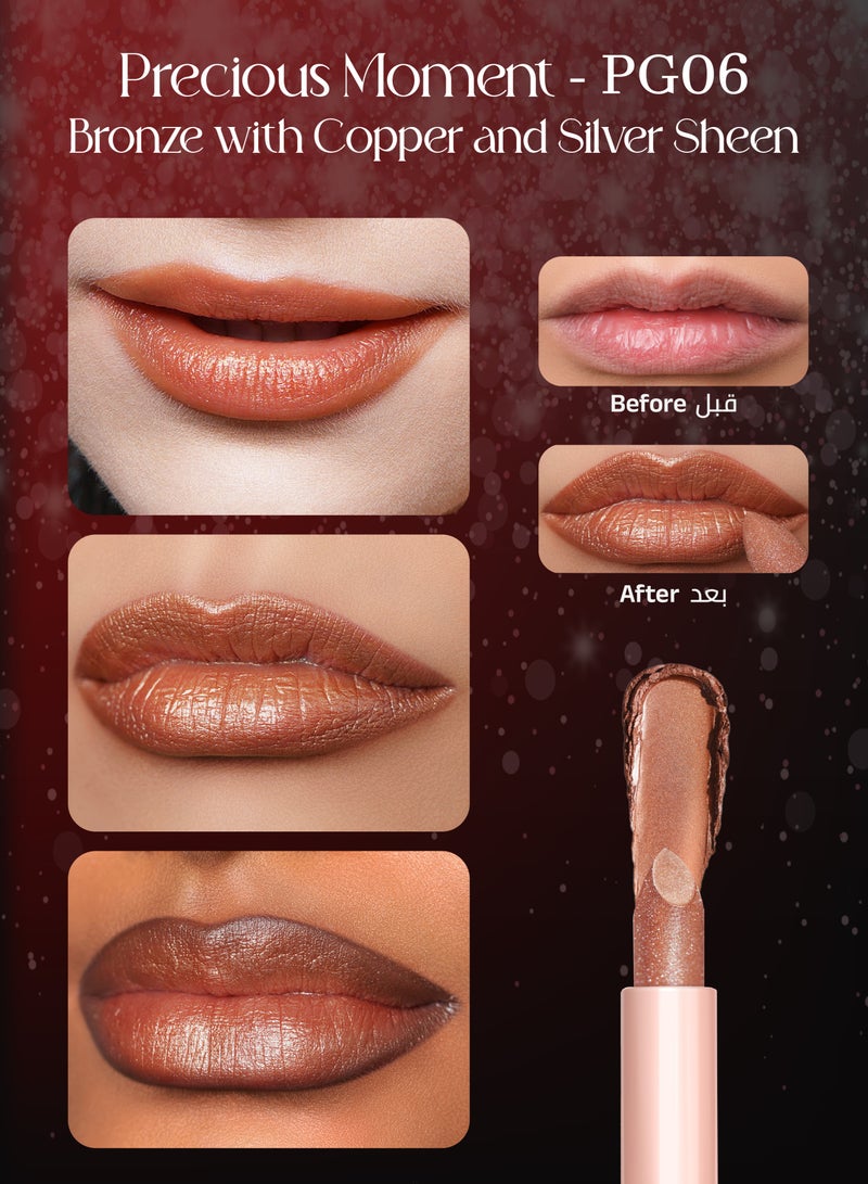 اولاك احمر شفاه عارية البني مرطب للنساء، مرطب شفاه ملون غني بحمض هيالورونات الصوديوم، مكياج شفاه خفيف الوزن، نباتي وخالي من الجلوتين - بريشوس مومنت - PG06 - Image 2