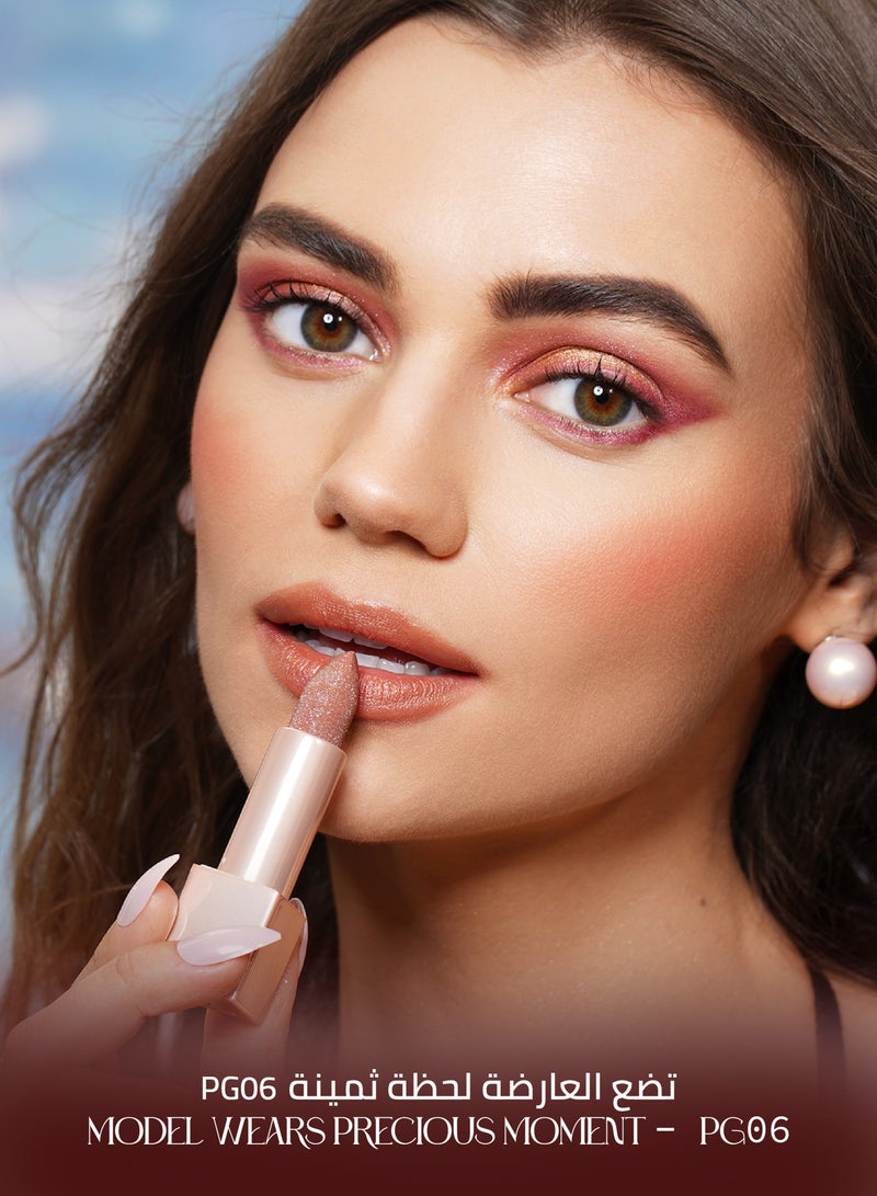 اولاك احمر شفاه عارية البني مرطب للنساء، مرطب شفاه ملون غني بحمض هيالورونات الصوديوم، مكياج شفاه خفيف الوزن، نباتي وخالي من الجلوتين - بريشوس مومنت - PG06 - Image 3