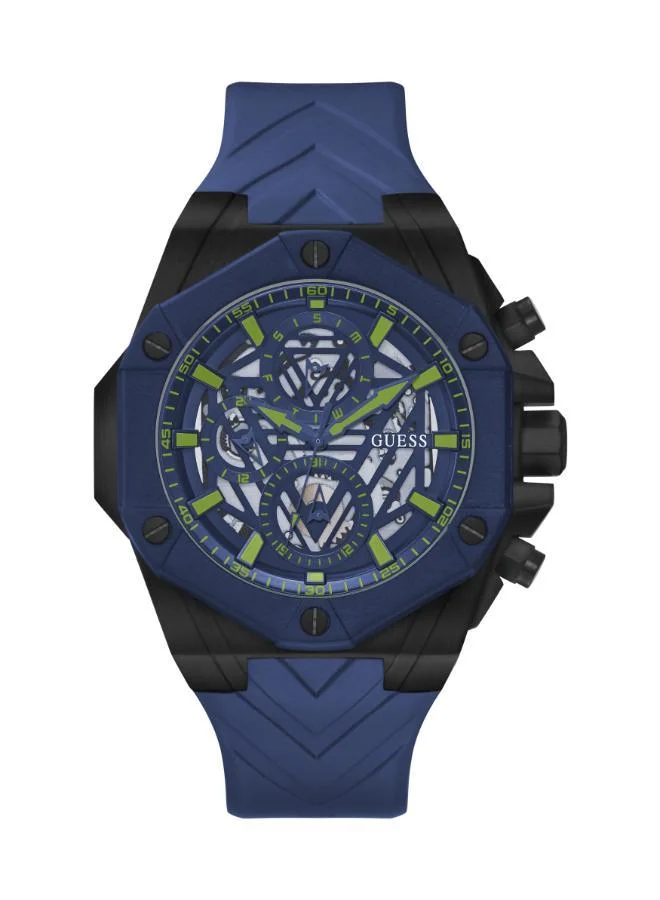GUESS Cut-Through Dial & Silicone Strap Watch