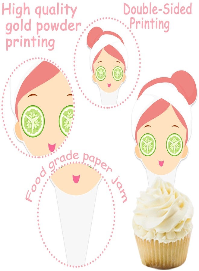 umoni Spa Cupcake Toppers Spa Party Decorations 48PCS Eye Mask Cake Decorations Spa Day Cupcake Picks Make Up Party Decorations for Girls Spa Theme Bridal Shower Supplies - Image 3