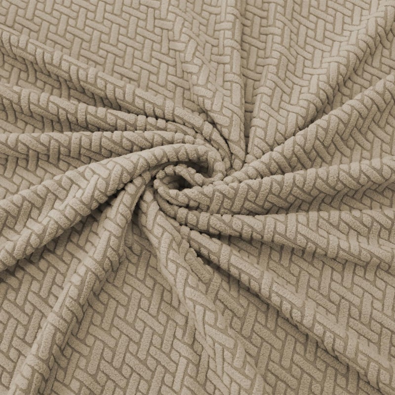 Lukzer Universal Single Seater Sofa Cover 280 GSM Thick Soft Touching Slipcover for Couch Protection with 1 Cushion Cover (Textured Greige Design/90-140cm/Jacquard Fabric) - Image 4