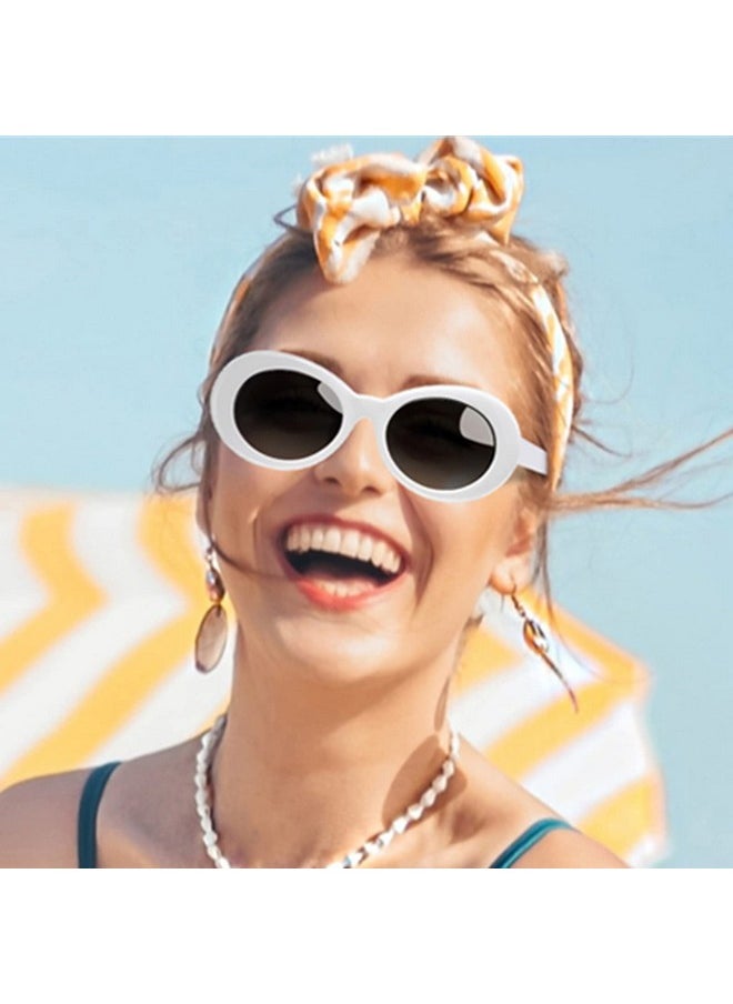 Lxnoap Bold Retro Oval Mod Thick Frame Sunglasses, Retro Y2K Oval Sunglasses Oval Retro Mod Kurt Cobain Sunglasses Round Lens Clout Glasses Googles Uv Protection Sun Glasse For Teens Women Men  - Image 5
