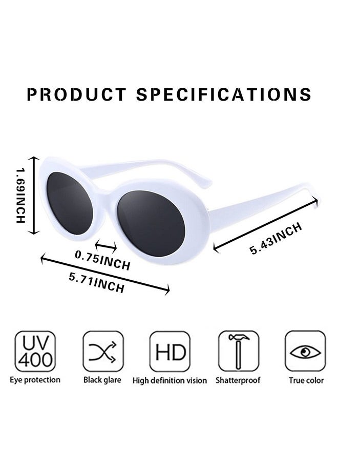 Lxnoap Bold Retro Oval Mod Thick Frame Sunglasses, Retro Y2K Oval Sunglasses Oval Retro Mod Kurt Cobain Sunglasses Round Lens Clout Glasses Googles Uv Protection Sun Glasse For Teens Women Men  - Image 2