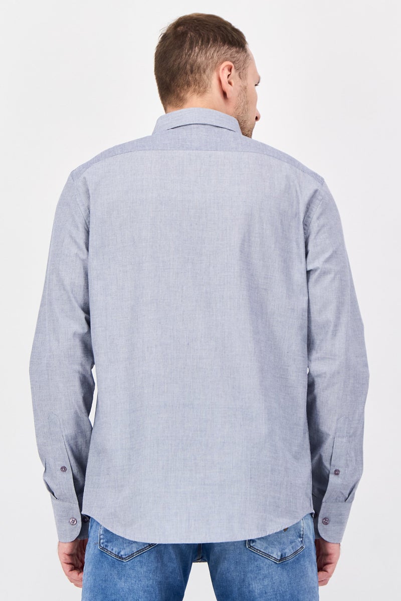 Aeropostale قميص كاجوال رجالي بأكمام طويلة وقصة عادية، أزرق فاتح - Image 3