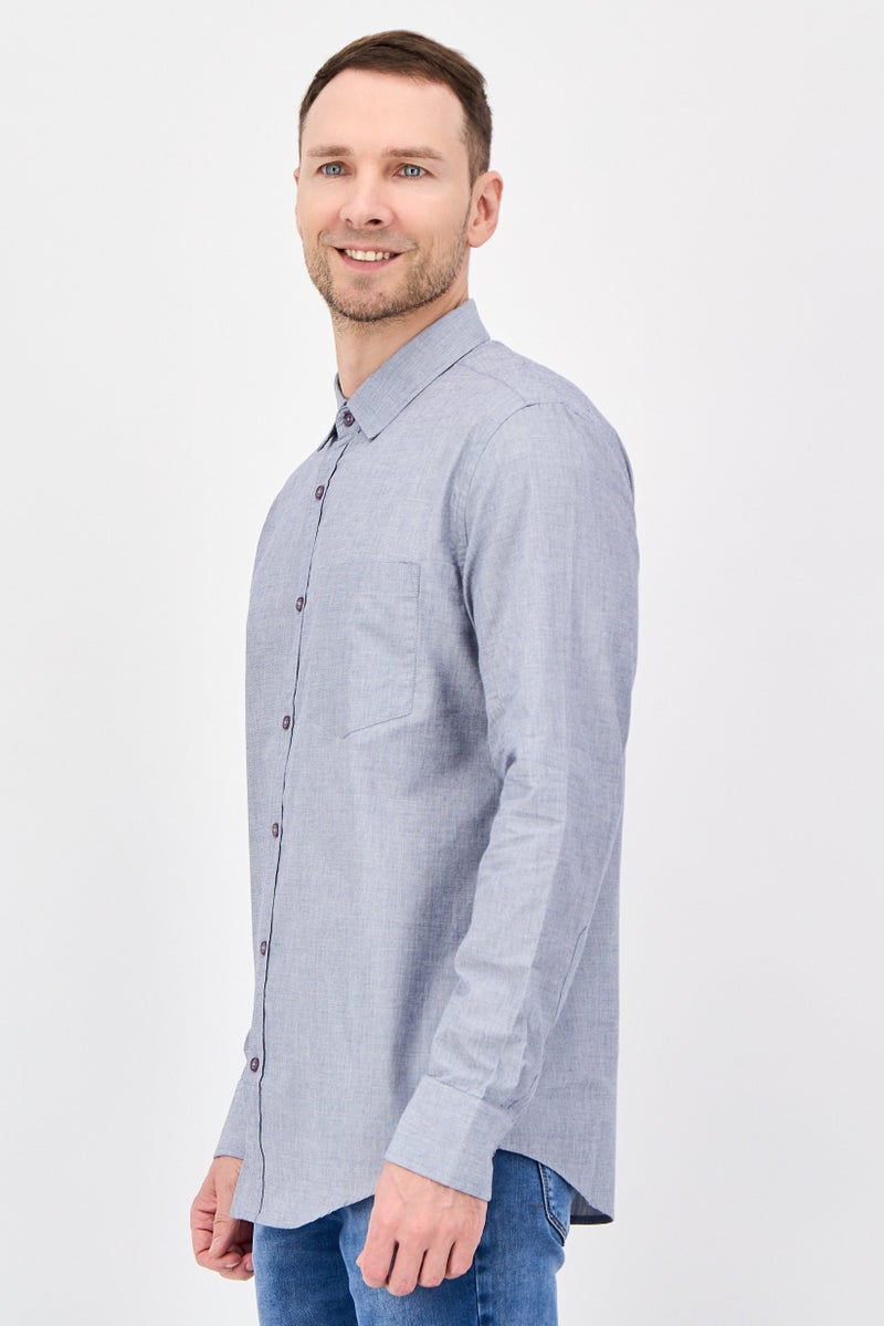 Aeropostale قميص كاجوال رجالي بأكمام طويلة وقصة عادية، أزرق فاتح - Image 4