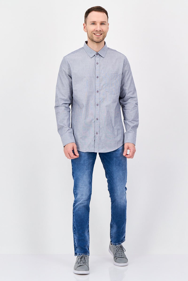 Aeropostale قميص كاجوال رجالي بأكمام طويلة وقصة عادية، أزرق فاتح - Image 2
