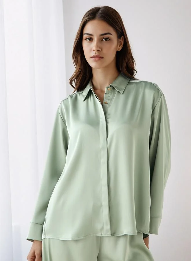 Splash FAV Coord Set with Shirt & Wide Leg Pants