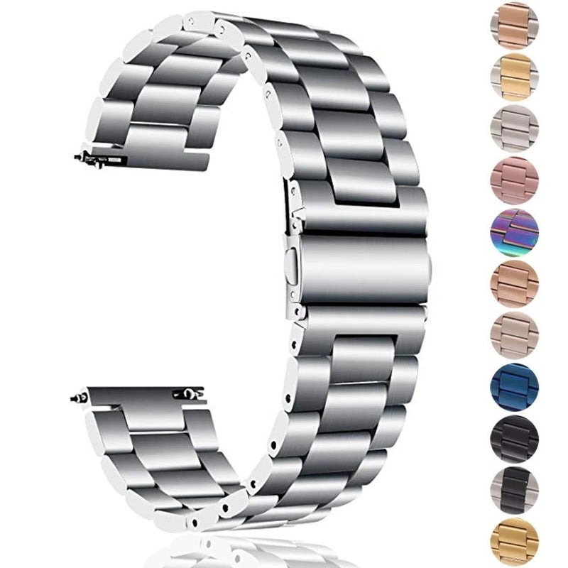 Bluejw 22mm 20mm Stainless Steel Watch Band for Samsung Galaxy Watch 6/5/4/Active 2/Gear S3, Metal Strap Replacement for Huawei Watch (40mm, 44mm, 47mm) - Image 2