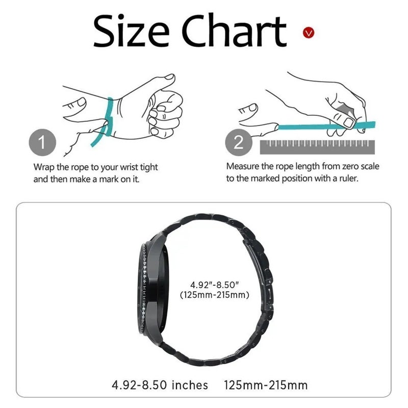 Bluejw 22mm 20mm Stainless Steel Watch Band for Samsung Galaxy Watch 6/5/4/Active 2/Gear S3, Metal Strap Replacement for Huawei Watch (40mm, 44mm, 47mm) - Image 5