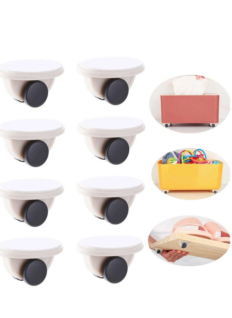 Generic - Self-Adhesive Mini Pulleys for Storage Boxes - 8 Pack White Non-Rotating Bottom Rollers for Easy Movement of Trays, Trash Cans, and DIY Projects - Single Row Design. - Image 1