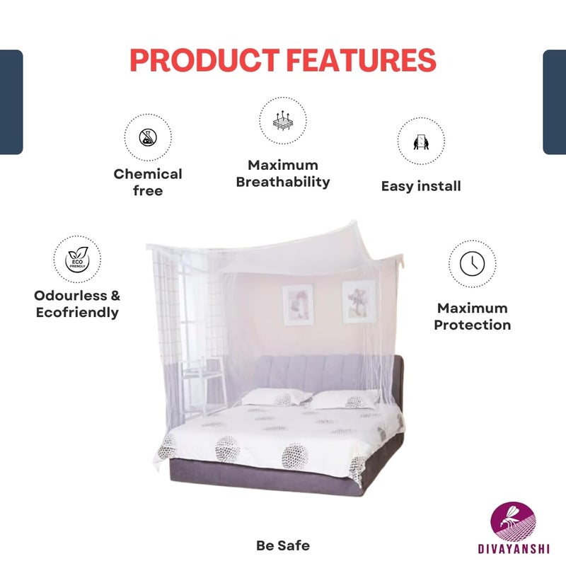 Divayanshi Foldable Polycotton Mosquito Net Machhardani for Queen Bed Blue 65x65 ft Breathable Lightweight Portable Easy Setup Durable Ideal for Full Protection at Home Travel - Image 4