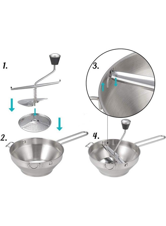 KitchTron Food Mill with 3 Grinding Milling Discs,Bowl & Milling Handle.Dishwasher Safe Stainless Steel meal grinder Perfect food mill for tomato, Potato Masher, Vegetable Chopper, Baby Food Processor - Image 4