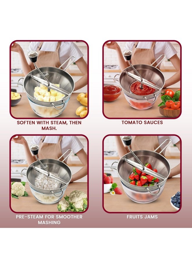 KitchTron Food Mill with 3 Grinding Milling Discs,Bowl & Milling Handle.Dishwasher Safe Stainless Steel meal grinder Perfect food mill for tomato, Potato Masher, Vegetable Chopper, Baby Food Processor - Image 3