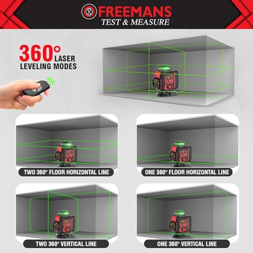 FREEMANS Test & Measure 4*360° Green Beam Self Levelling 30m Cross Line Laser Level with 2 Rechargeable Batteries, Lifting Base, Iron Sheet, Charger & Remote Control, Comes with 1 Year Warranty - 30m - Image 4