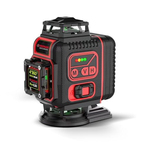 FREEMANS Test & Measure 4*360° Green Beam Self Levelling 30m Cross Line Laser Level with 2 Rechargeable Batteries, Lifting Base, Iron Sheet, Charger & Remote Control, Comes with 1 Year Warranty - 30m - Image 1