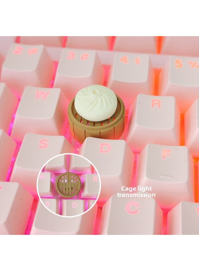 Keycap Cyberpunk Keycap Steamer Gourmet Magnetic Separation Retro Decompression Keyboard Small Cage Bag Food Resin 