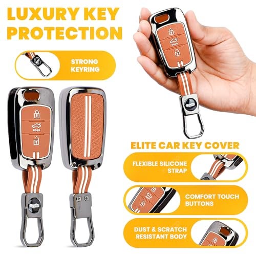 Coll of Fest Premium Black Chrome Metal Silicone Key Cover – Glow-in-The-Dark, Waterproof, Shockproof Key Fob Protector for Hyundai i10 | i20 (Old) 3 Button Flip Smart Key - Image 5