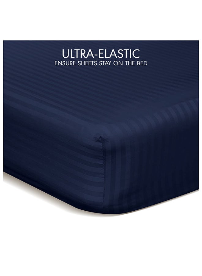 Hotel Linen Klub Hotel Linen Klub Down Alternative Comforter Set -Ultra Soft Brushed Stripe Microfiber Fabric, 200GSM Soft Fibersheet Filling, Size :Single 160 x 200cm, Color: Navy Blue  - Image 5