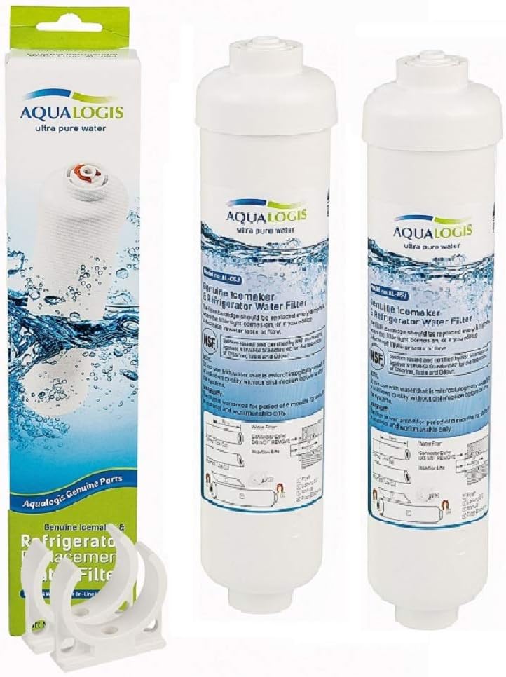 Aqualogis فلتر مياه Aqualogis لسامسونج وجميع ماركات الثلاجات والفريزرات المزودة بخرطوشة فلتر خارجية (عبوة من 2) - Image 1