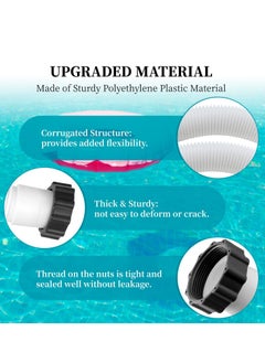 SYOSI Pool Pump Hoses Adapter - 1.5" Diameter, 59" Long, Pool Replacement Hose for Above Ground Pools, Compatible with Intexx, Coleman Filter Pumps, Sand Filters & Saltwater Systems 2 Pack  - Image 2