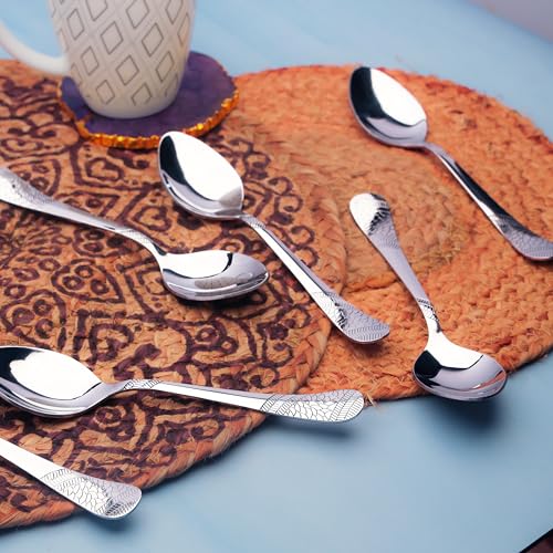 Parage 6 Pieces Stainless Steel Table Spoons,18 cm Long, Premium Spoons Set for Home & Kitchen, Luxury Dinning Tableware Cutlery Set Gift for House Warming,6 Big Spoons, Silver Imperial Design - Image 5
