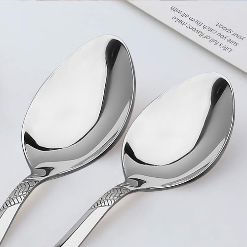 Parage 6 Pieces Stainless Steel Table Spoons,18 cm Long, Premium Spoons Set for Home & Kitchen, Luxury Dinning Tableware Cutlery Set Gift for House Warming,6 Big Spoons, Silver Imperial Design - Image 3