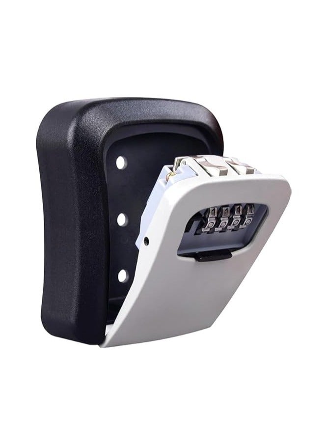 Black Silver Heavy Duty Indoor Outdoor Safe Box, 4 Digit Lock Box, Key Safe Box with Handcuffs, Weatherproof Key Storage Lock Box - Image 4