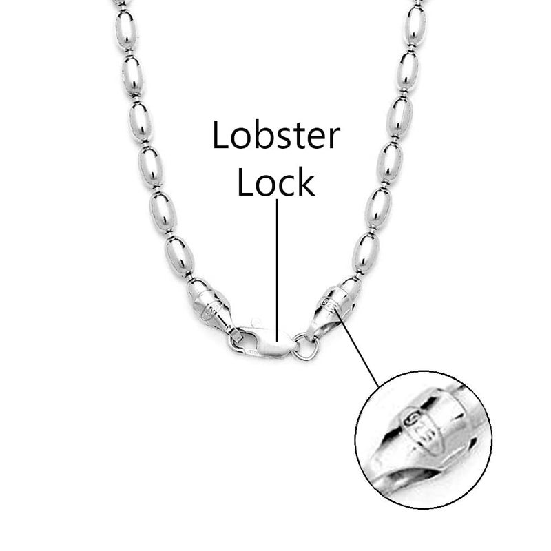 Savlano 925 Sterling Silver Oval Rice Bead Strand Chain Necklace For Women - Made in Italy Comes With a Gift Box (18, 2.3mm) - Image 2