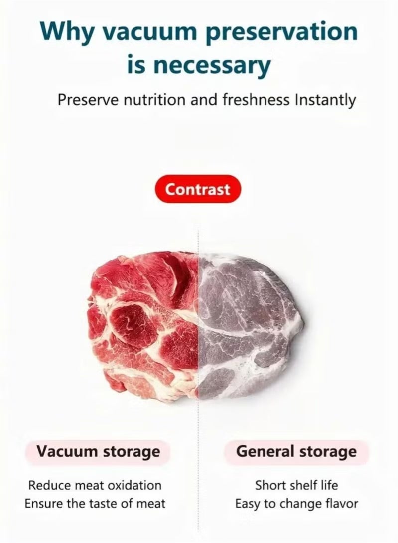 كيلا جهاز تفريغ الهواء جهاز غلق الطعام بالشفط المحمول، حقيبة حفظ الطعام الجافة والرطبة، نمط الطعامجهاز تفريغ الهواء   الجاف والرطب، ضوء مؤشر LED وجهاز تفريغ الهواء الخارجي، جهاز غلق الطعام بالشفط المحمول، لن يضيع الطعام مرة أخرى تلقائيًا - Image 3