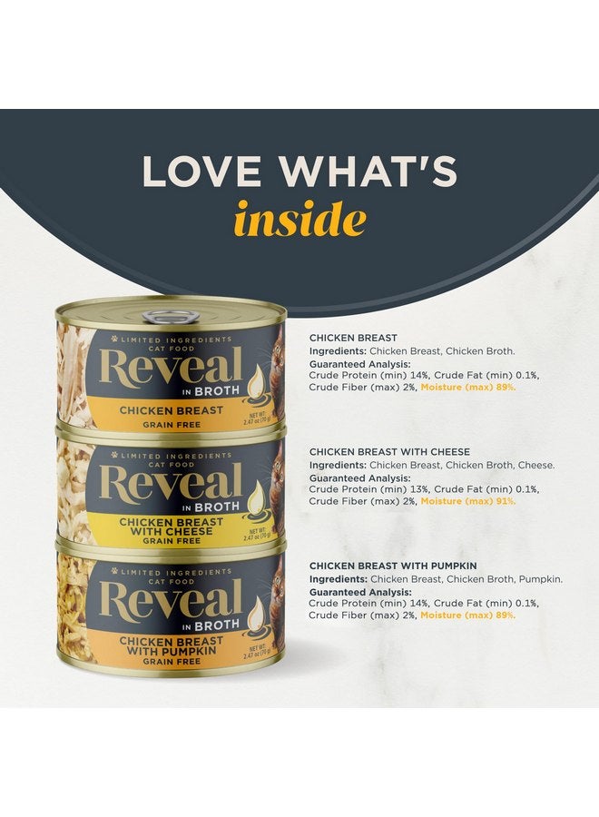 Reveal Natural Wet Cat Food, 12 Count, Grain Free, Limited Ingredient Canned Food for Cats, Chicken Variety in Broth, 2.47 oz Cans - Image 3