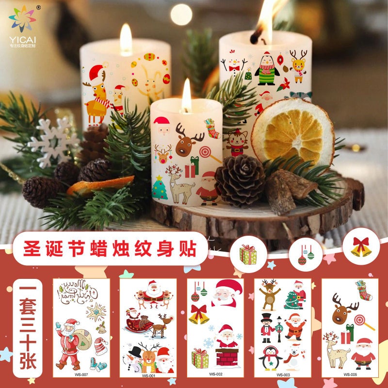 New Cross-Border Christmas Color Tattoo Stickers Waterproof and Sweat-Proof Children's Cartoon Snowflake Face Temporary Decorative Stickers - Image 2