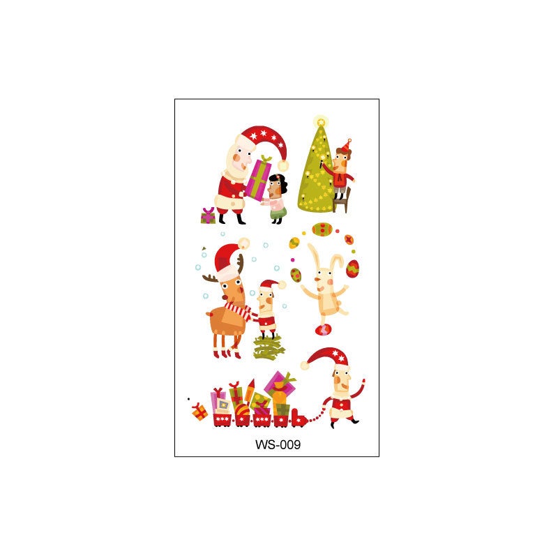 New Cross-Border Christmas Color Tattoo Stickers Waterproof and Sweat-Proof Children's Cartoon Snowflake Face Temporary Decorative Stickers - Image 1