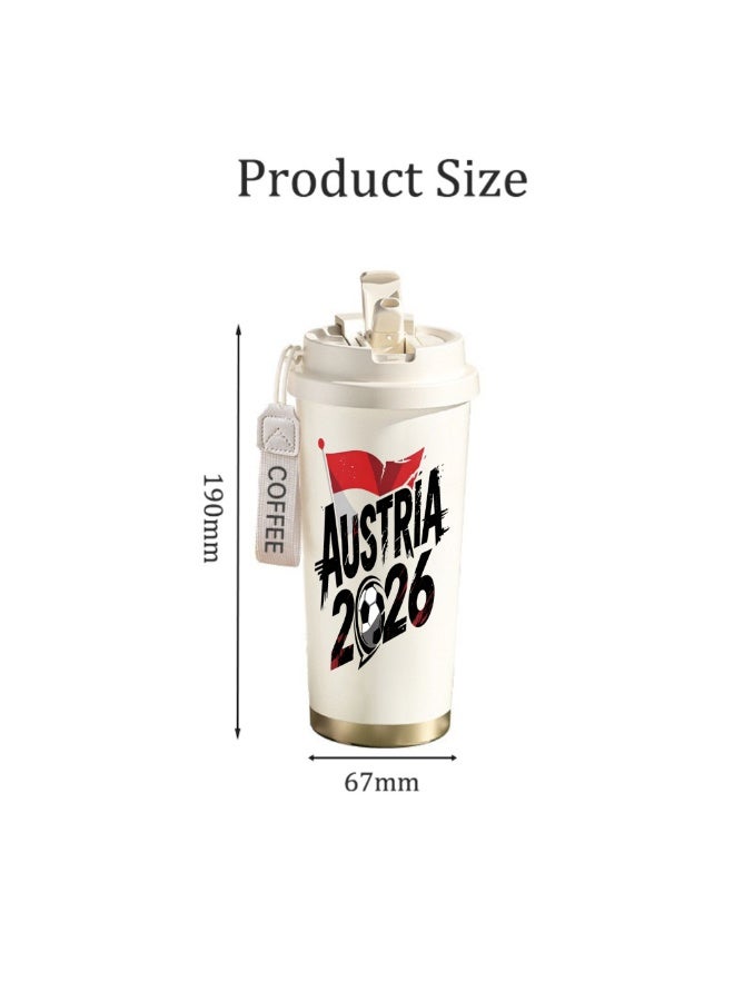 FIFA 520ml World Cup Printed Stainless Steel Insulated Water Bottle Double Wall Vacuum Thermal Flask Leakproof Cup for Hot & Cold Drinks - Image 2