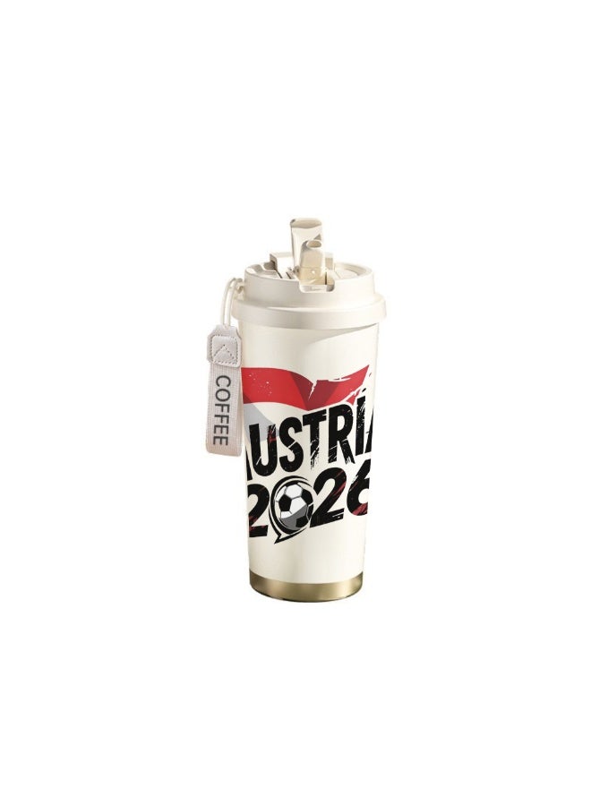 FIFA 520ml World Cup Printed Stainless Steel Insulated Water Bottle Double Wall Vacuum Thermal Flask Leakproof Cup for Hot & Cold Drinks - Image 1