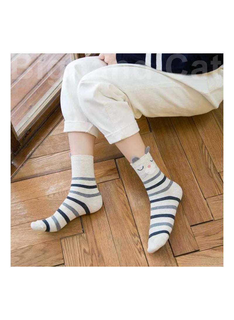 5 Pairs of Women's Cute Animal Patterned Novelty Cotton Crew Socks - Fun and Adorable Animal Designs for Women, Perfect for Adding a Touch of Whimsy to Your Sock Collection! - Image 3